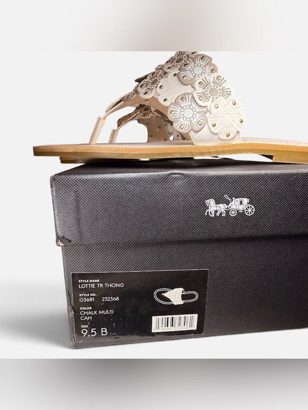 NIB Coach Lottie Tea Rose Thong Sandals in Chalk - Style No. G3681 Size 9.5 B